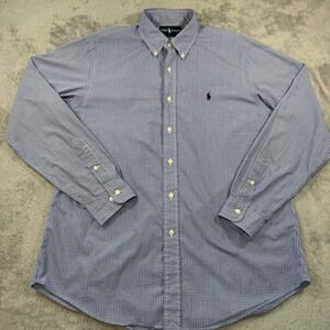 Ralph Lauren Polo Custom Fit Button Down Size 16.5 34/35 Plaid Blue/white